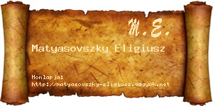 Matyasovszky Eligiusz névjegykártya